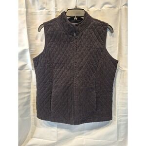 Vintage Black Corduroy Vest Quilted Lined Women's Medium Basic Edition 90s Retro